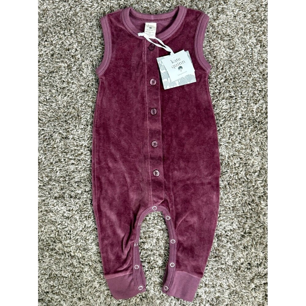 Kate Quinn Organic Cotton Jumpsuit Overalls Baby Girl Size 6-12 Months Maroon